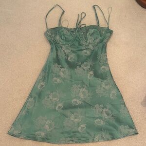 Cotton Candy Teal Green Floral Satin Slip